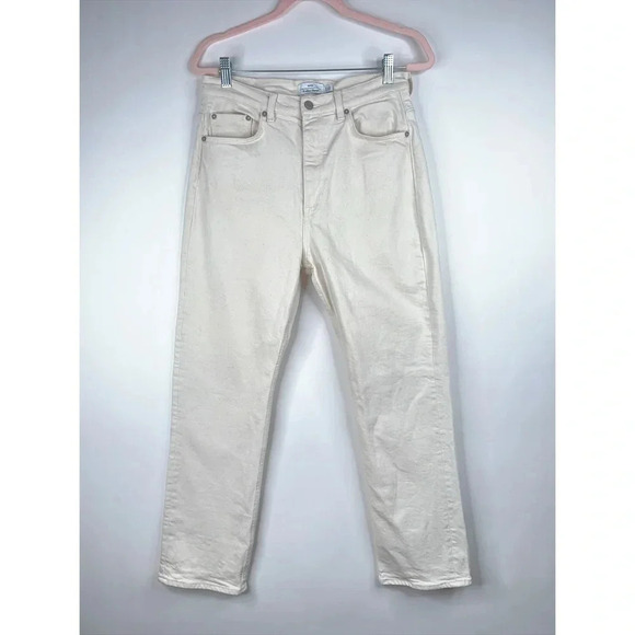 & Other Stories Straight Leg Denim Jeans Cream Neutral High Rise Size 28 - Picture 1 of 13